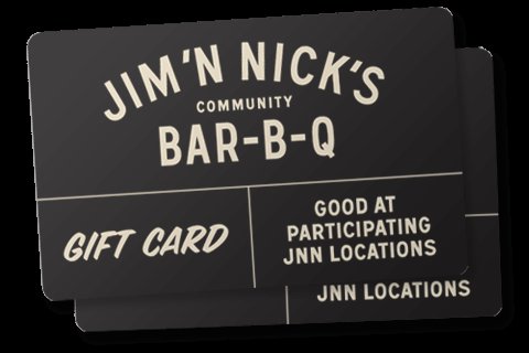 Traditional plastic Jim 'N Nick's gift cards